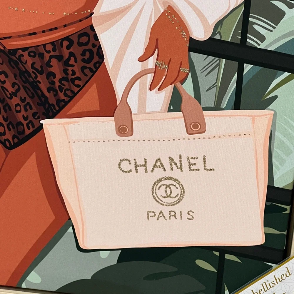 NEW Designart 'Chanel Resort Babe' Modern Framed Canvas Wall Art Print 16